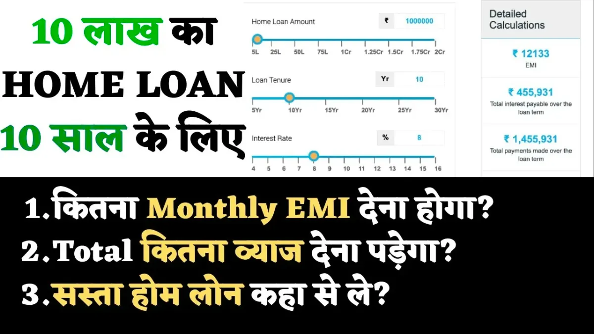 Home Loan 10 Lakh 10 Years
